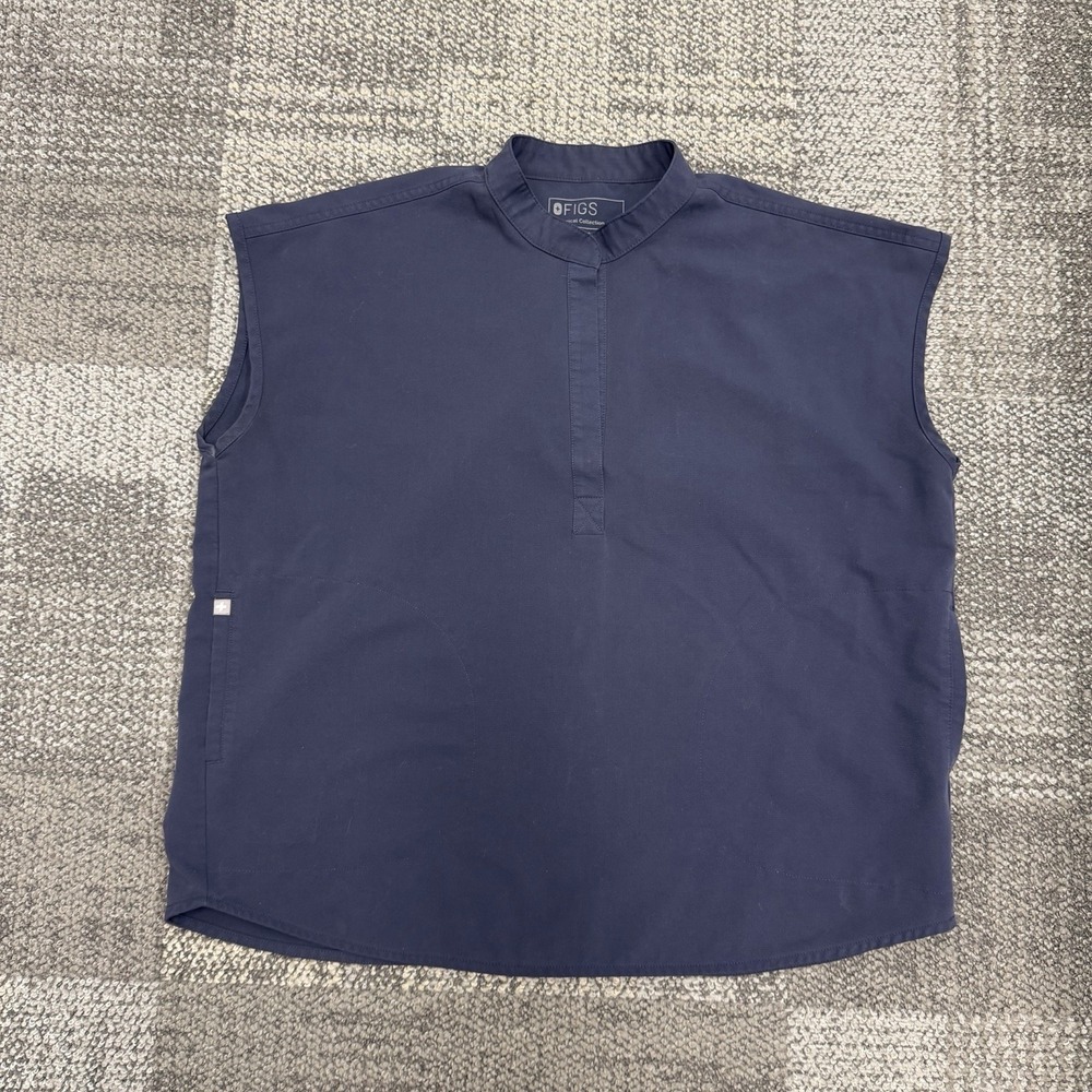 Figs Sleeveless Mock Collar Top in Navy Blue